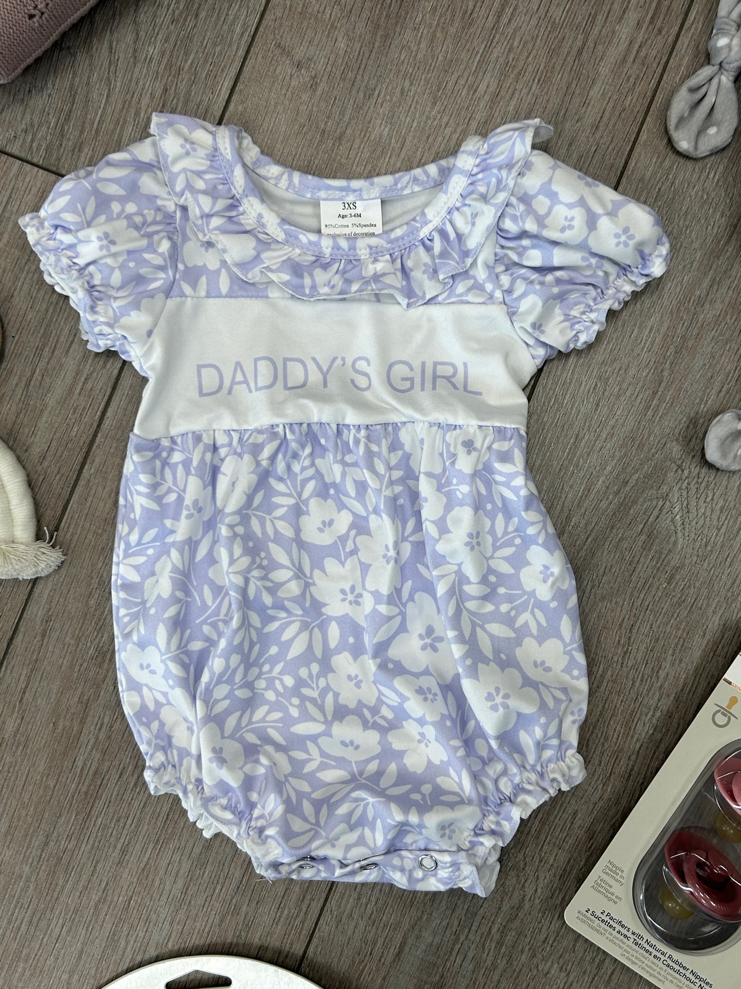 3/6m, Daddy's Girl Bubble Romper