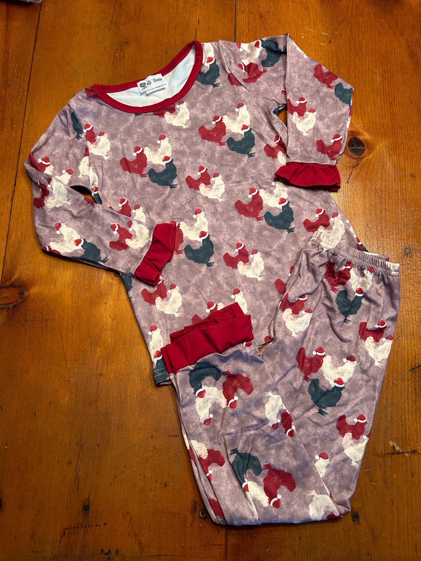 Chicken Santa Hat, Ruffles,Chickens,2t