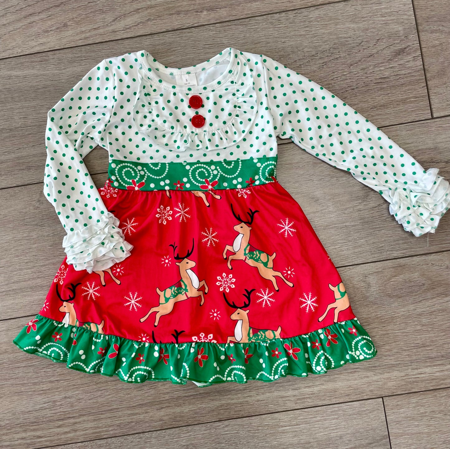 Green Polkda Dot dress,Polka Dot,2t