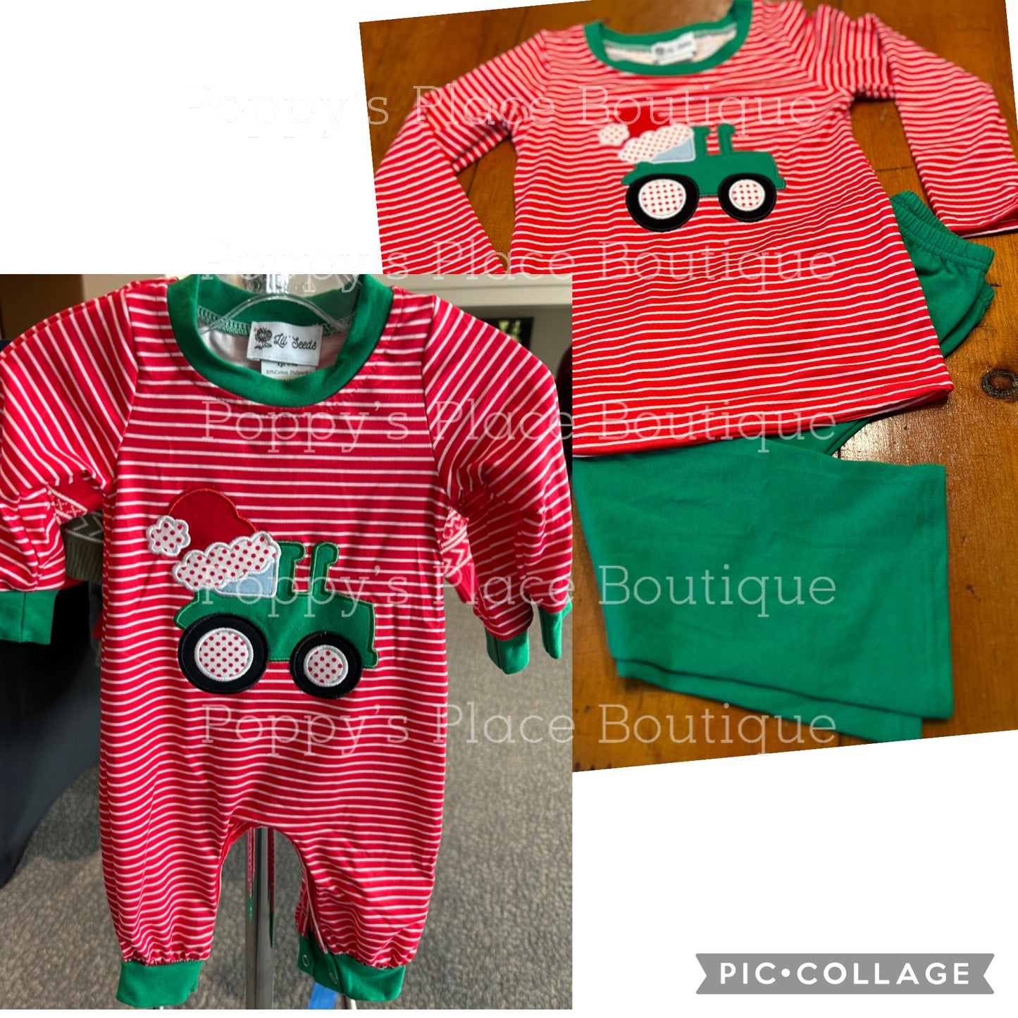 **PRE ORDER** Embroidered Santa Tractor Brother Matching PJs