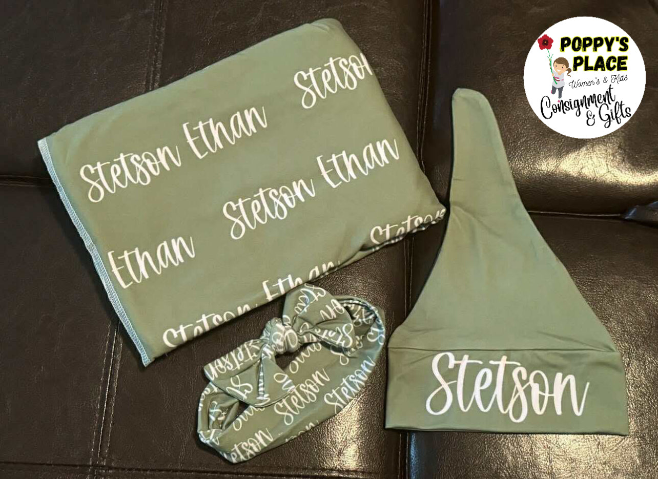 CUSTOM Name Swaddle 37x55”