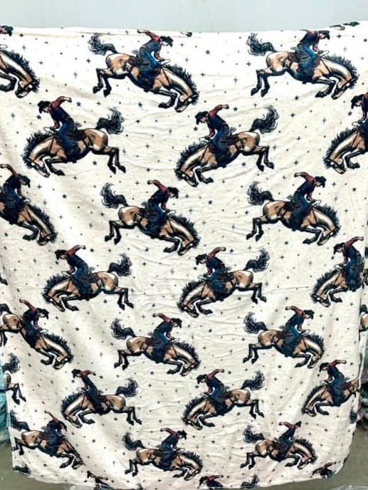 Bronco, 50x60” Adult Plush Western Blanket