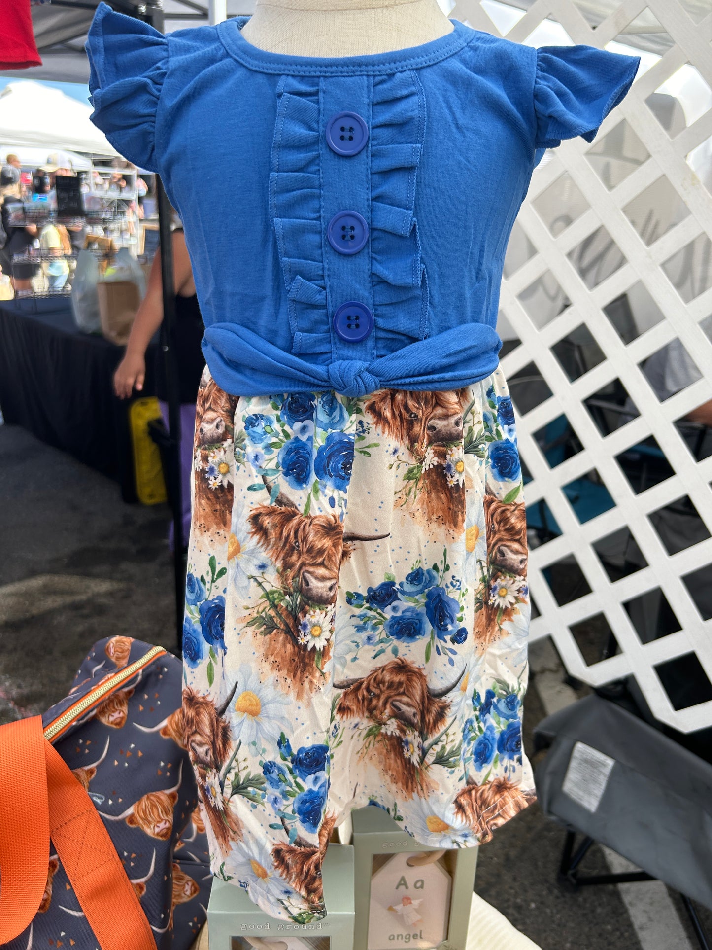 Blue Highland Cow Dress