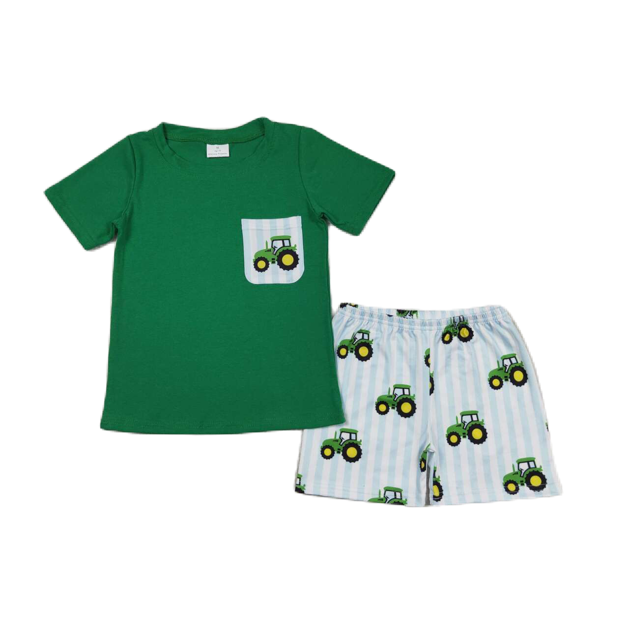 **PRE ORDER** Striped Green Tractor Shorts Set