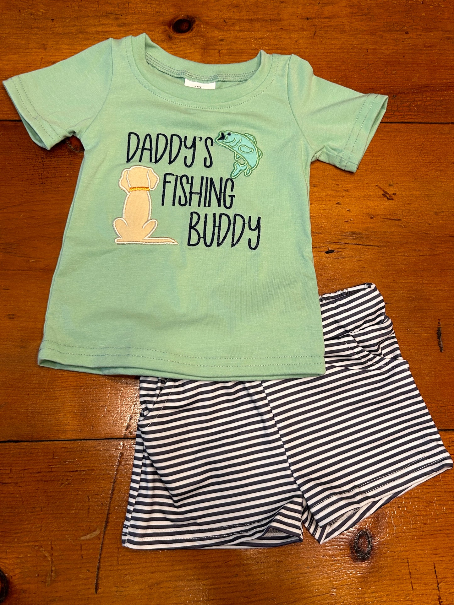 3/6m, Daddy's Fishing Buddy Shorts Set