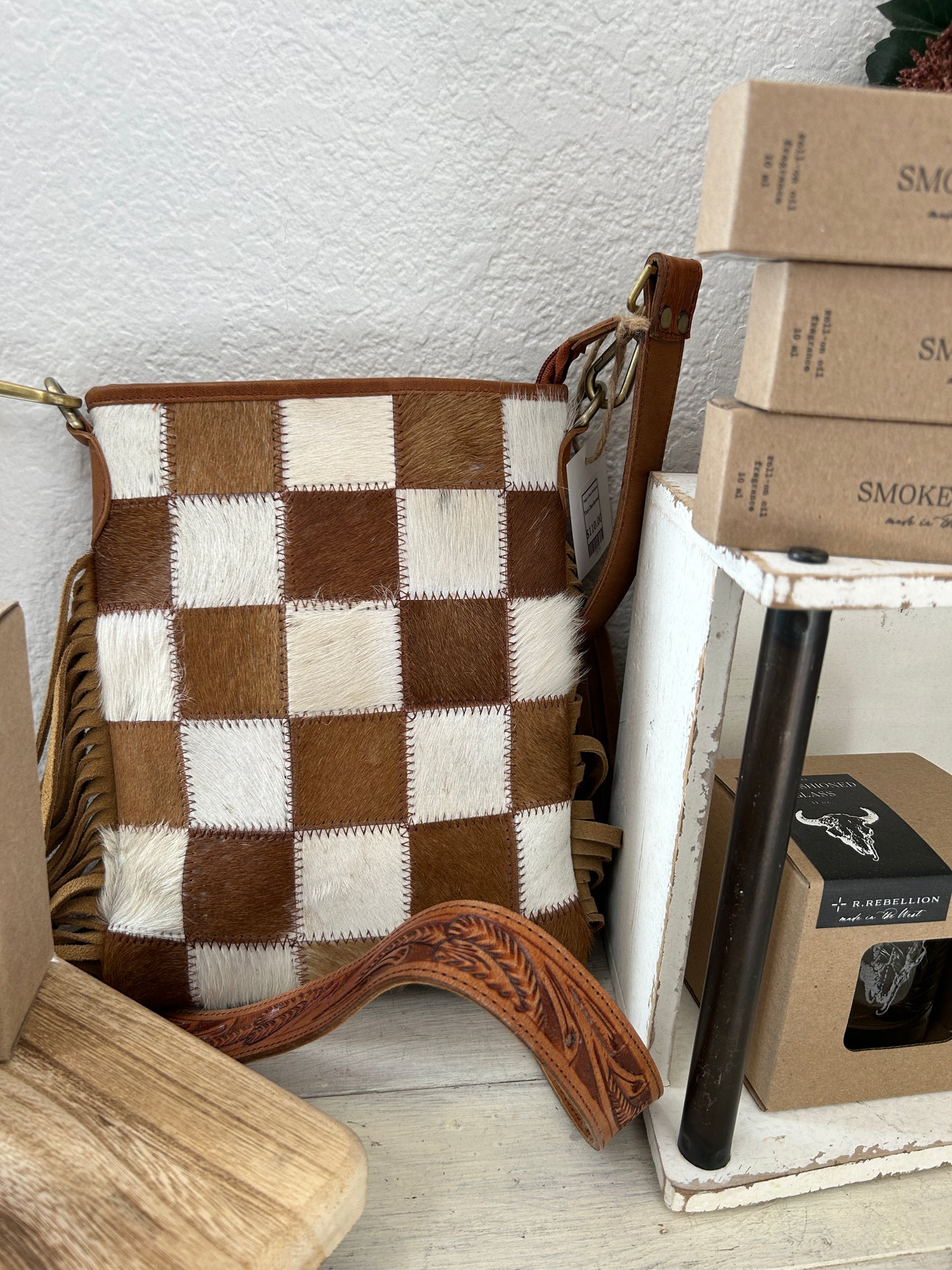 Checkered Fringe Purse