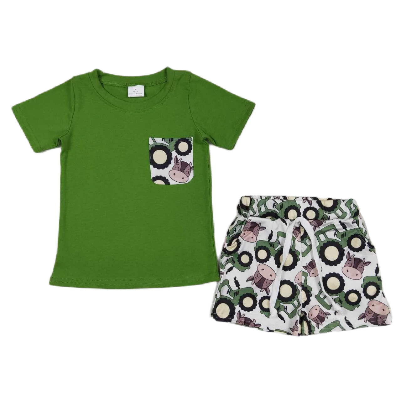 **PRE ORDER** Cartoon Green Tractor Shorts Set