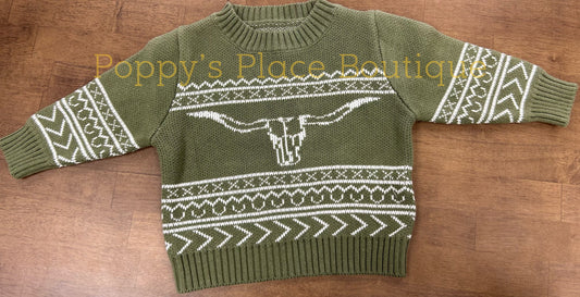 Longhorn Olive Knit Sweater