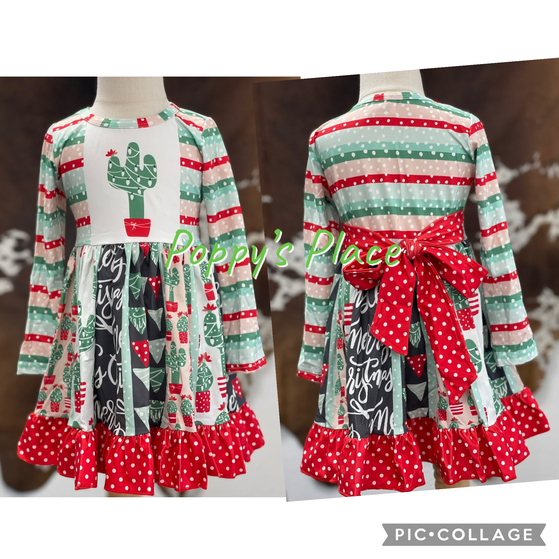 christmas cactus dress Christmas Cactus All-over print long sleeve midi dress