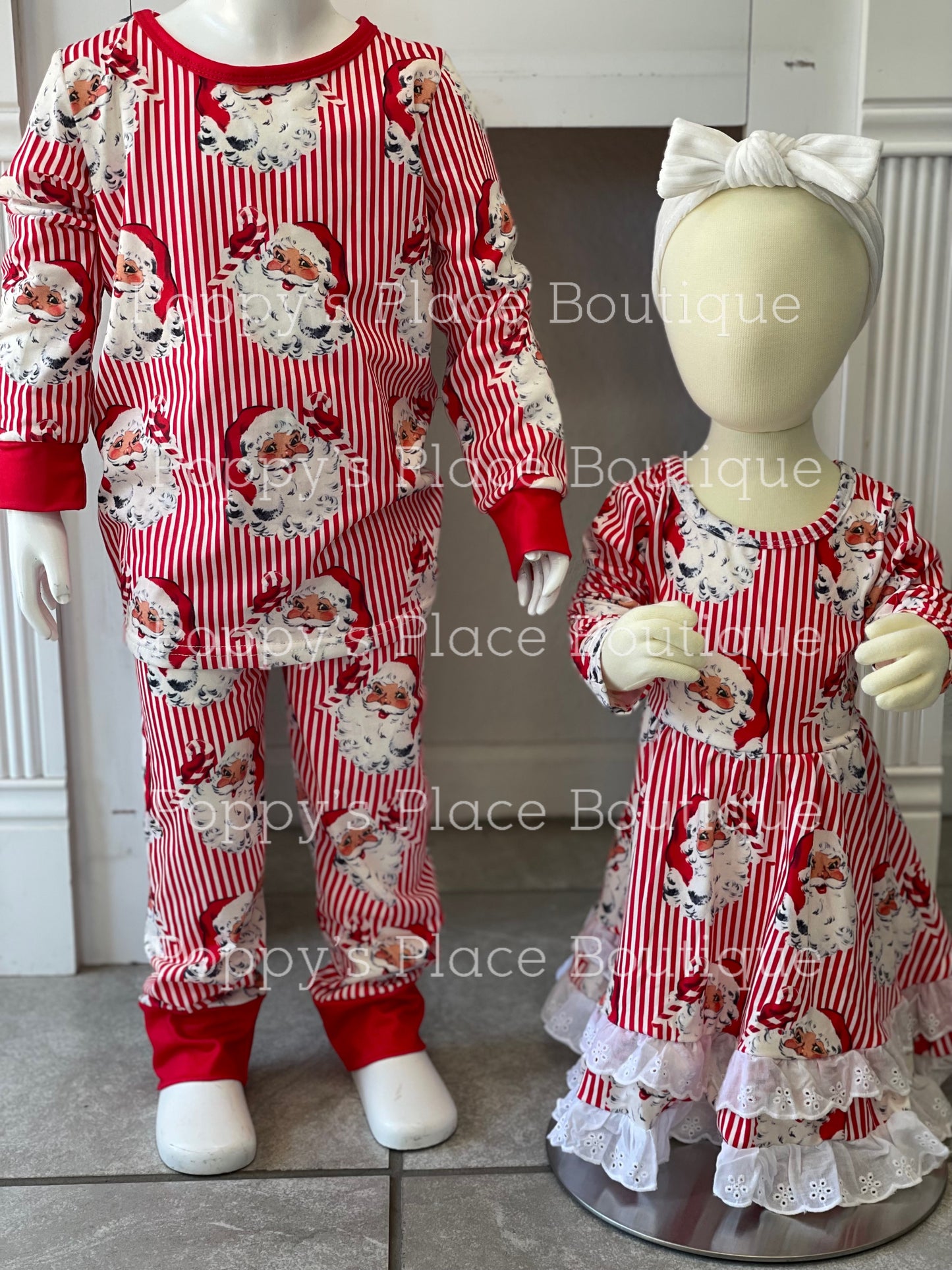 Striped Vintage Santa Set,4t, Long Sleeve 2 pc