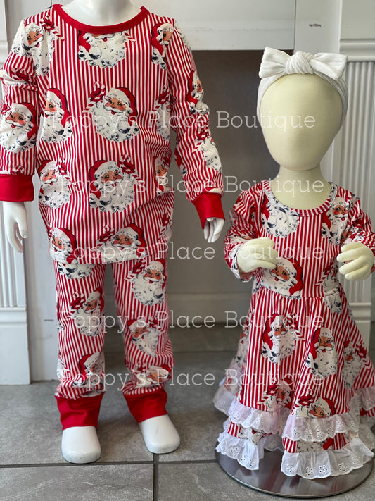 Striped Vintage Santa Set,4t, Long Sleeve 2 pc