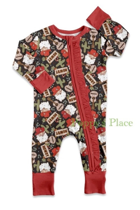 **PRE ORDER** Custom Howdy Santa Zippy Romper