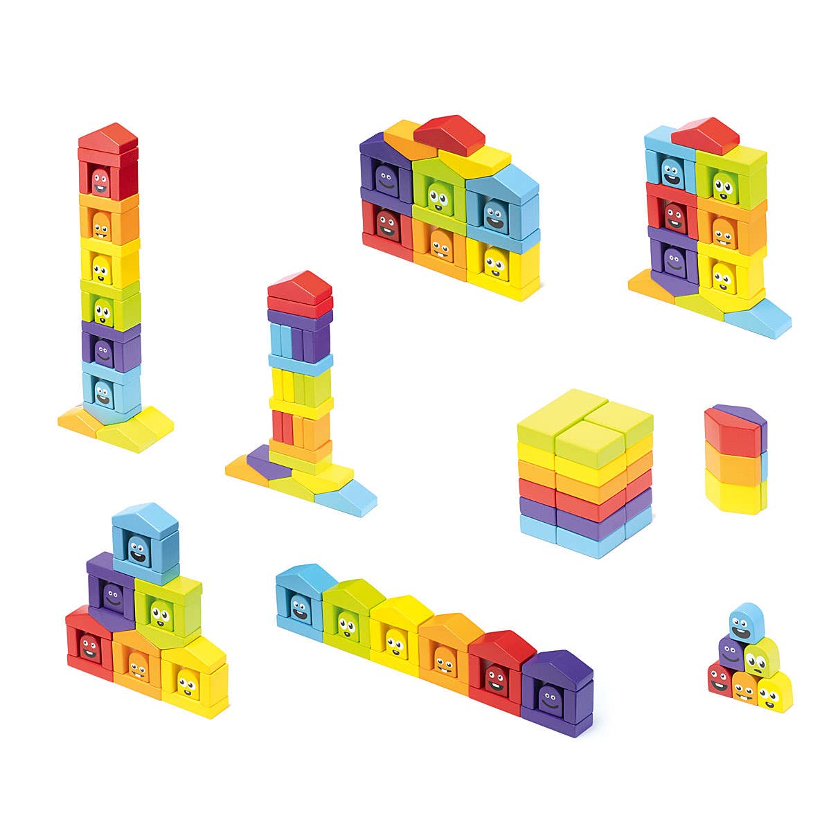 Colorful Houses & Fun Emotions Set, Wooden