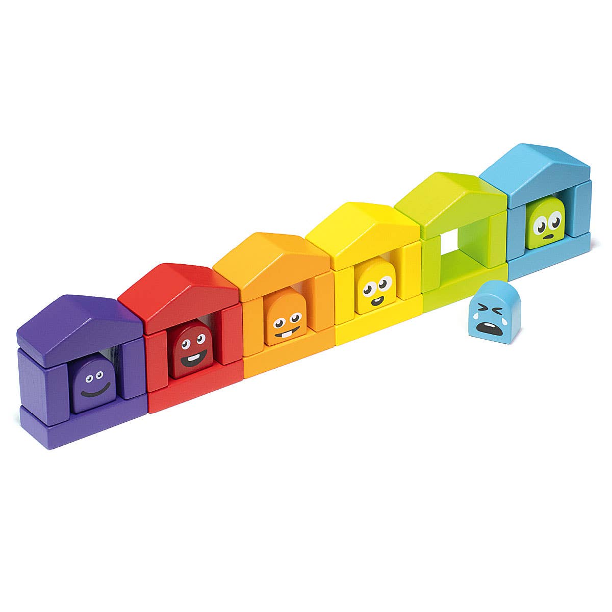 Colorful Houses & Fun Emotions Set, Wooden