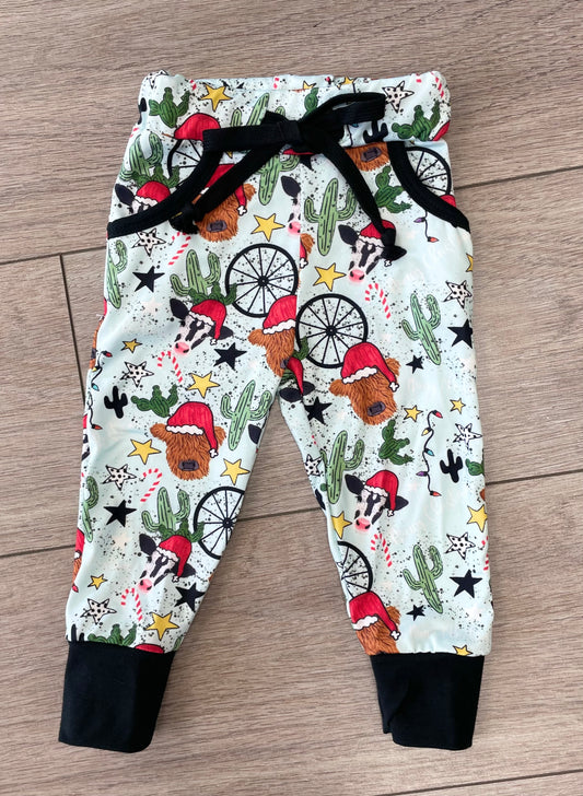 Christmas Cow Joggers,Cow Christmas,3t