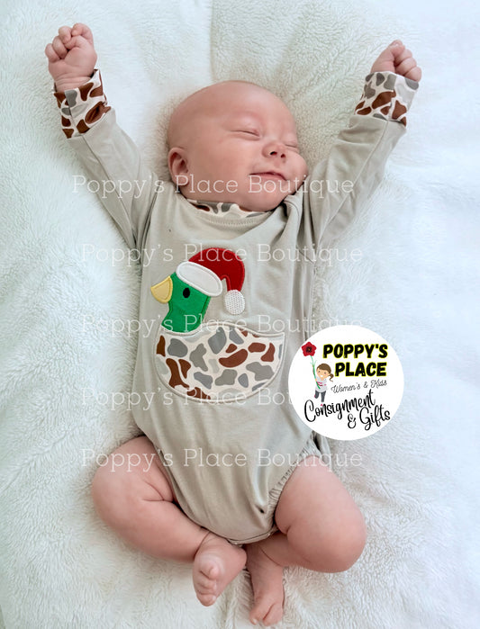 Mallard Santa Romper,MallardSantaHat,0/3m