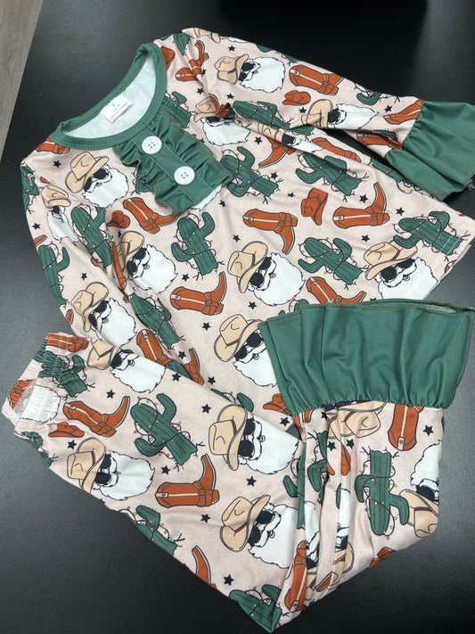 Green Santa Ruffles Set,GreenBoot,Ruffles,2t