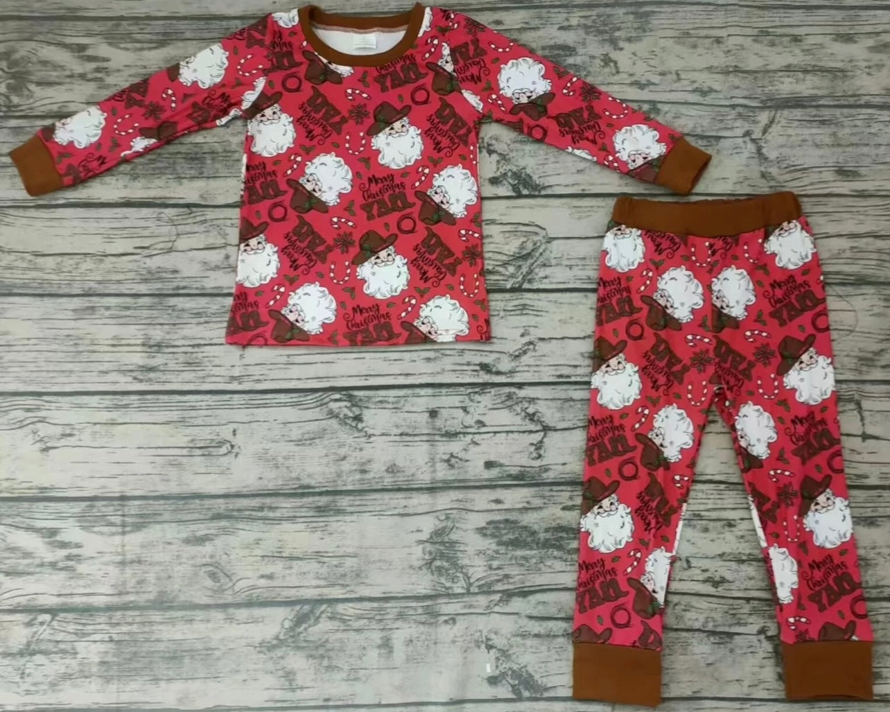 Red/Brown Cowboy Santa Set,Red/Brown,2t