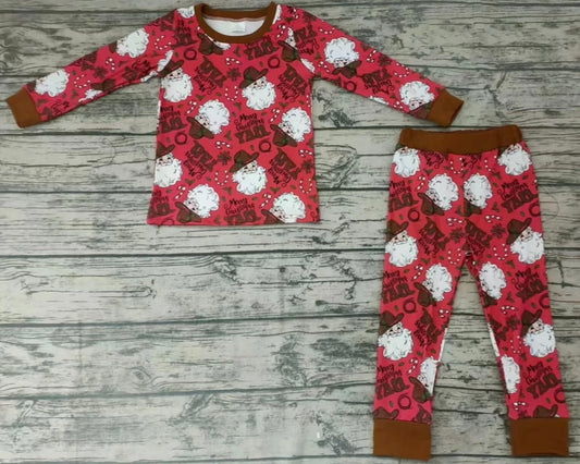 Red/Brown Cowboy Santa Set,Red/Brown,2t