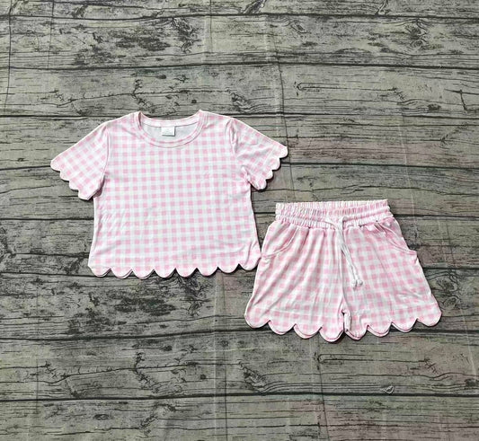 **PRE ORDER** Pink Gingham Scalloped Set