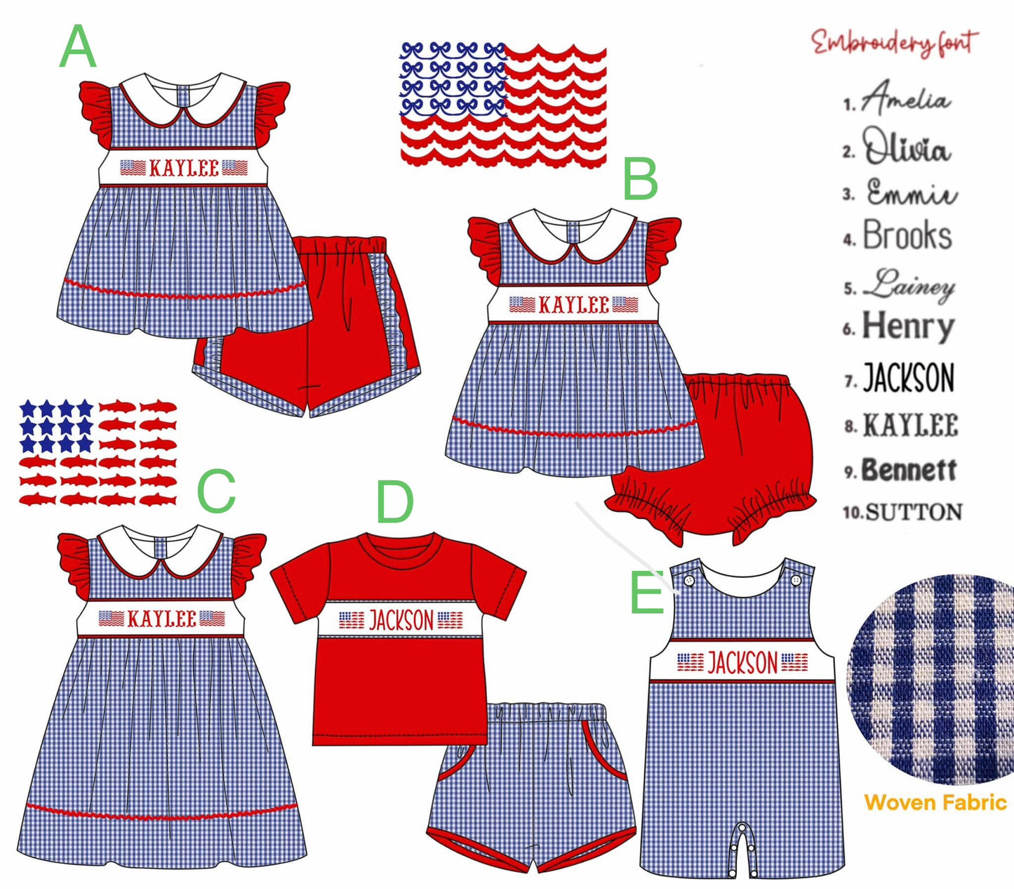 CUSTOM U.S.A. Embroidery Sibling Match *ships End March*