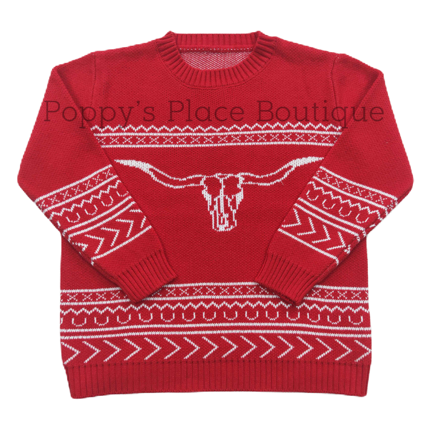 Longhorn Knit Sweater,RED