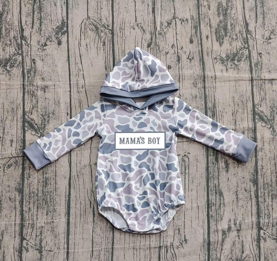 **PRE ORDER** Mamas Boy Lte Camo Hooded Romper