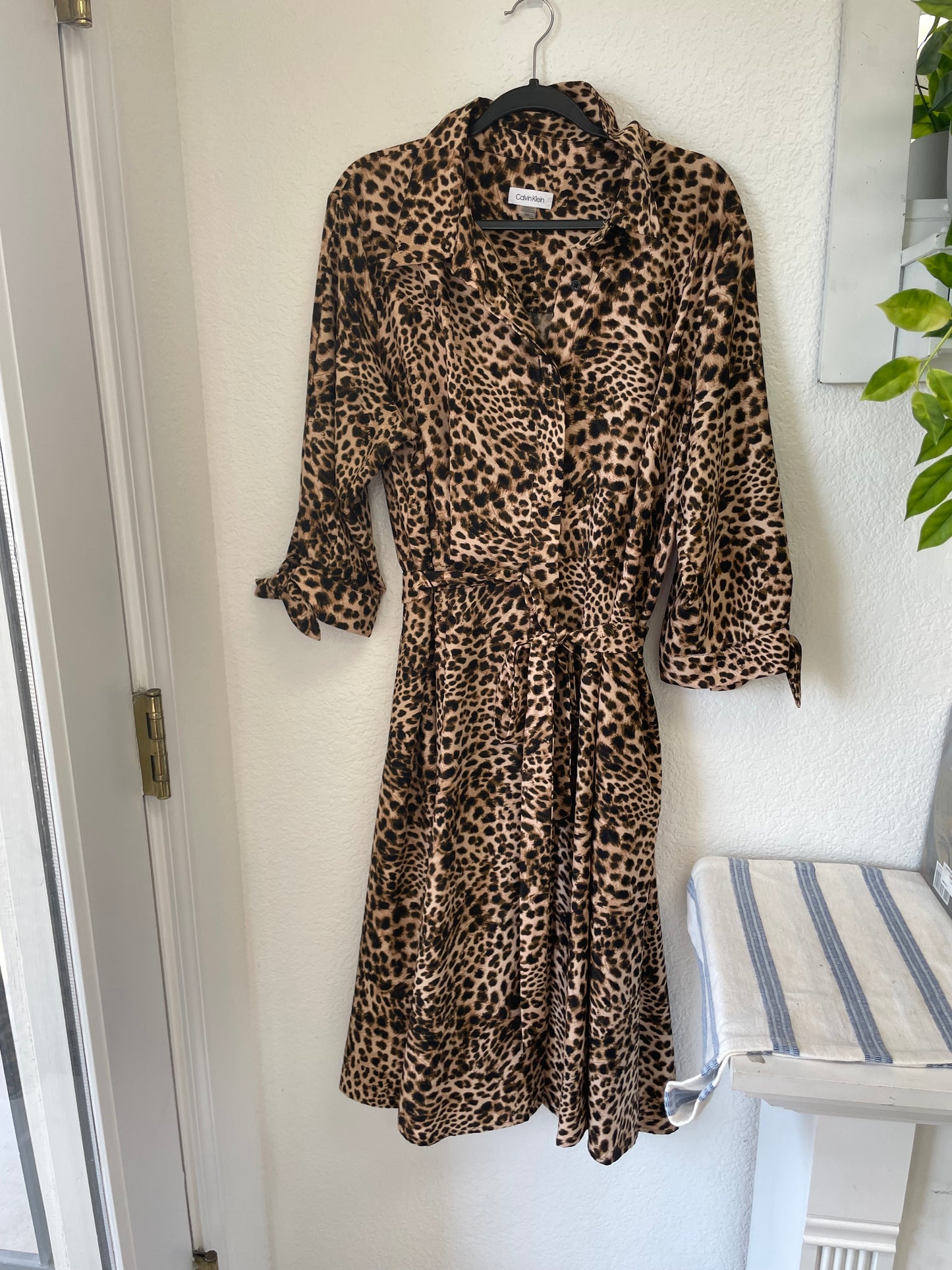 calvin klein cheetah print dress ,Brown,18W