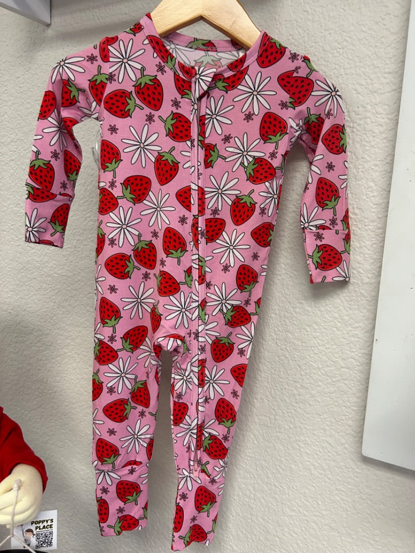 6/12m, PPB Strawberry Jammies Bamboo Zippy
