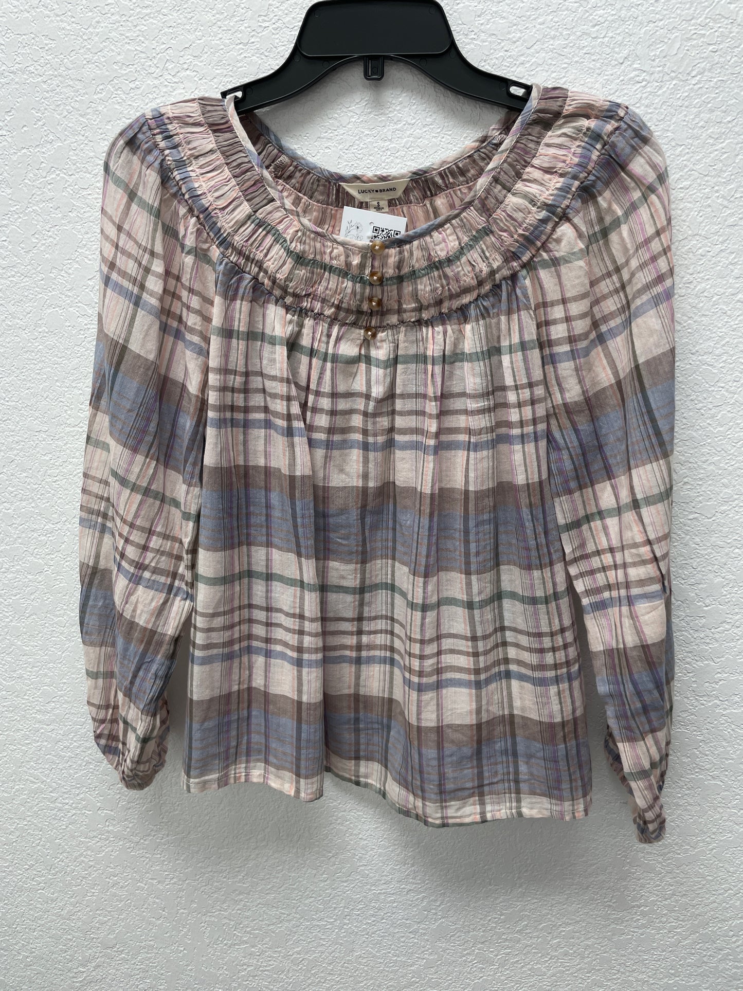 Lucky Brand Top,PastelPlaid,Small