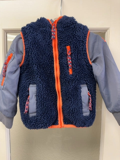 Mini Boden 18m-2y navy fleece jacket, 18m-2t