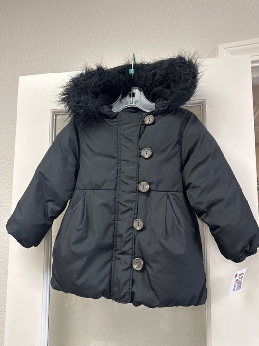 Old Navy Fleece Lined Puff Jacket, fur hood, 3t