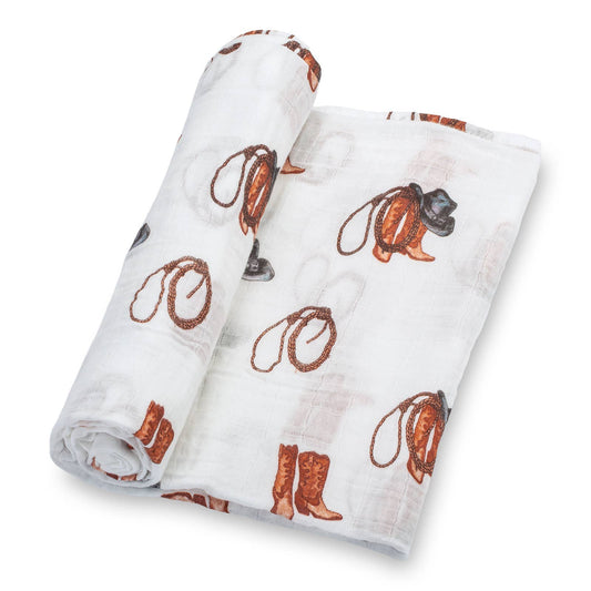 Life Is Better In Boots Western Baby Swaddle Blanket